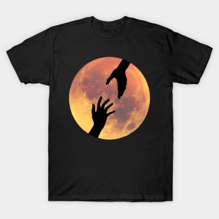 Full Moon with Helping Hands Silhouette T-Shirt